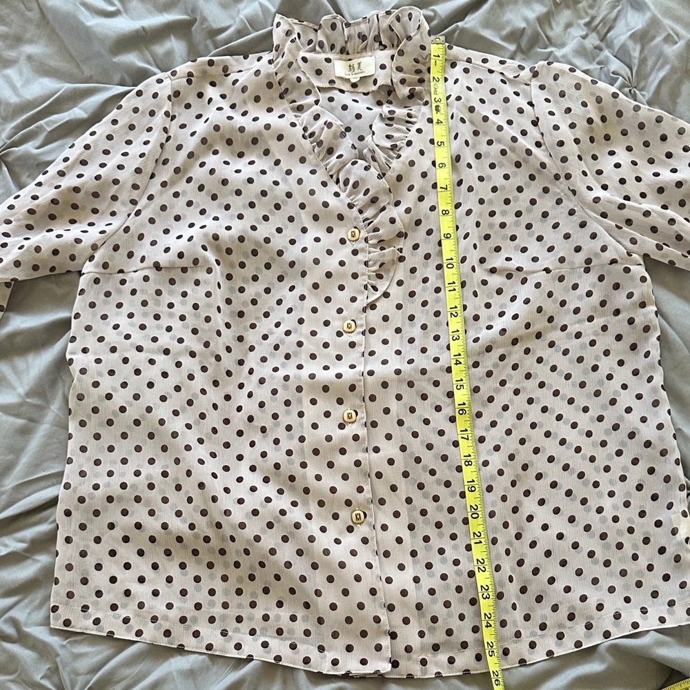 Polka Dot Ruffle Blouse - Picture 4 of 11